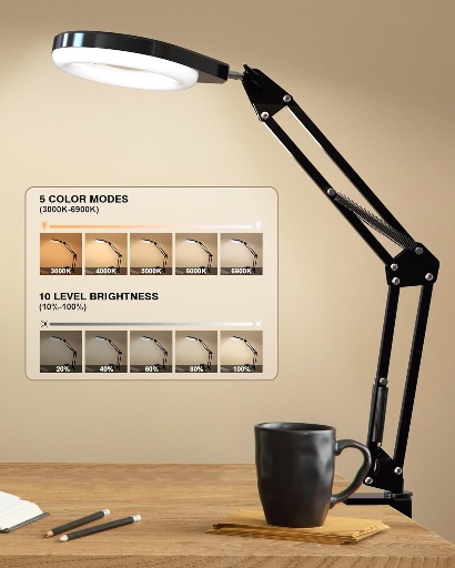 10X Magnifying Desk Lamp w/Dimmable Multi Color Light