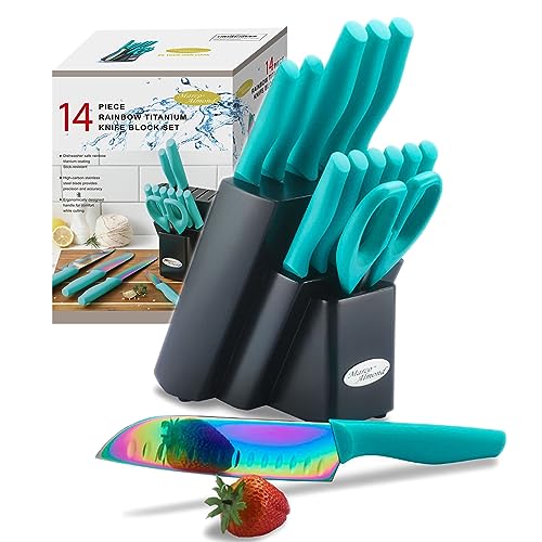 Marco Almond 14 Piece Stainless Steel Kitchen Knife Set