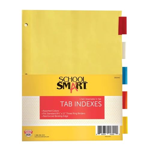 School Smart Index Tabs 5 Assorted Color Tabs Deal