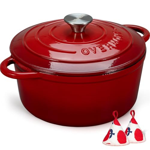 Overmont Enameled Cast Iron Dutch Oven