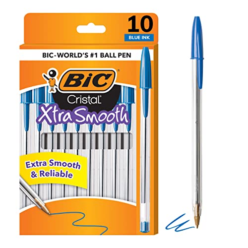 10-Ct BIC Cristal Xtra Smooth 1.0mm Medium Point Ballpoint Pens