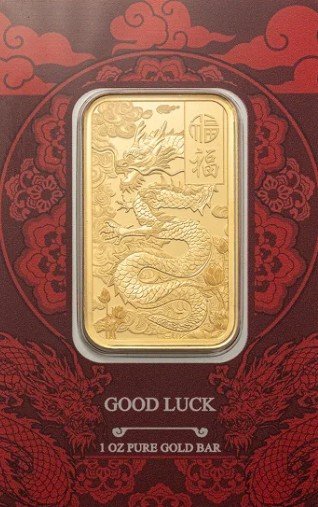PAMP Suisse Good Luck Yellow Dragon 1 oz Gold Bar