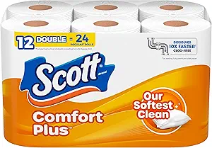 Scott ComfortPlus Toilet Paper, 12 Double Rolls