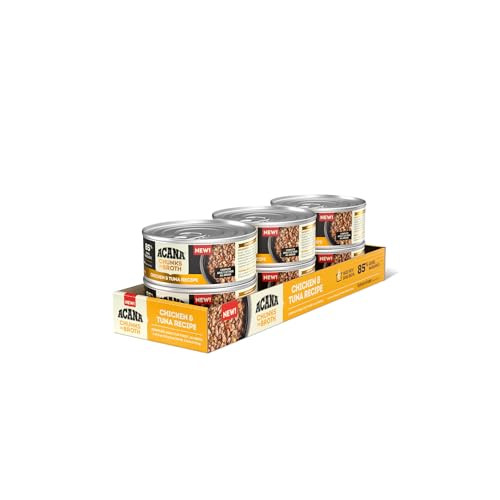 ACANA Chunks in Broth Wet Cat Food Chicken & Tuna Recipe, 6 Count, 5.5 Oz. Cans