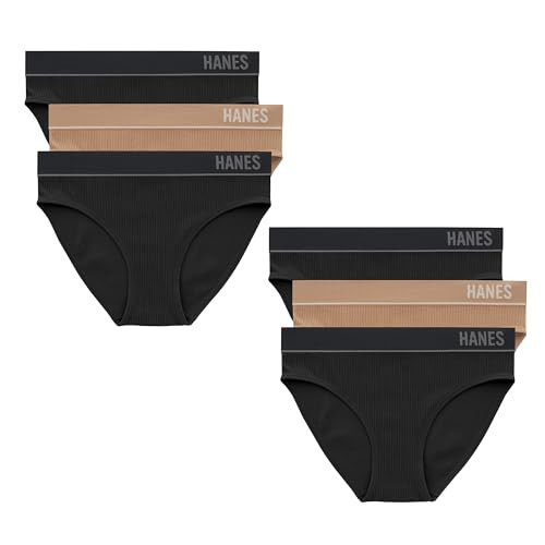 Hanes Women's Originals Seamless Stretch Rib Bikini Panties 6-Pack