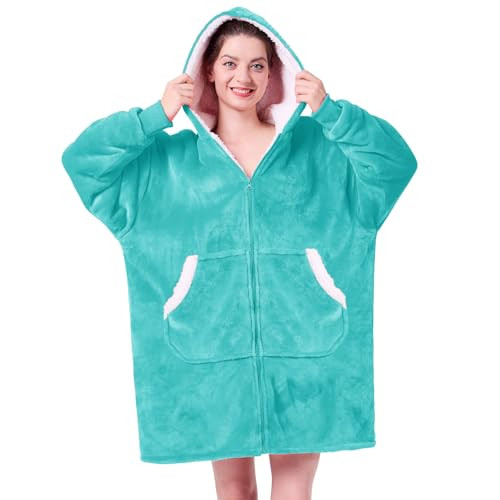 Turquoise Teal Wearable Blanket Hoodie