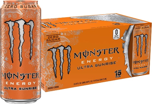 Monster Energy Ultra Sunrise, Sugar Free, 16 Ounce (Pack of 15)