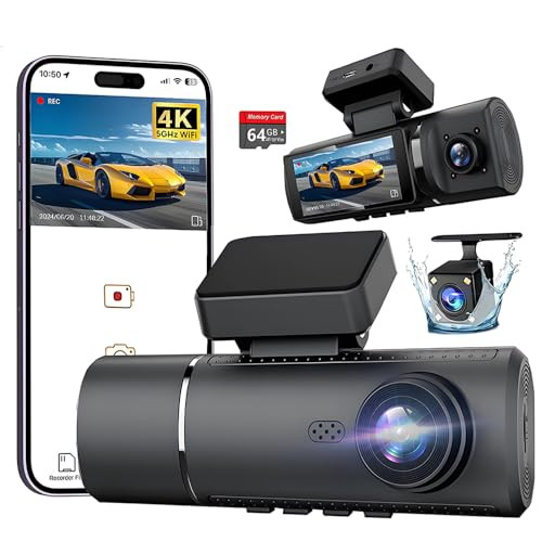 3 Channel 4K Dash Cam with 64GB Card
