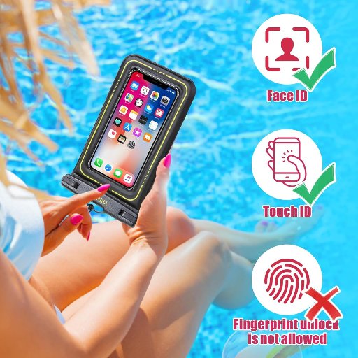 YRIWEE Waterproof Phone Pouch W/Fluorescent Detachable Lanyard