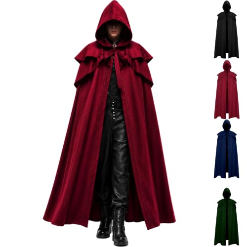 Unisex Adult Medieval Hooded Cloak Halloween Renaissance Costume