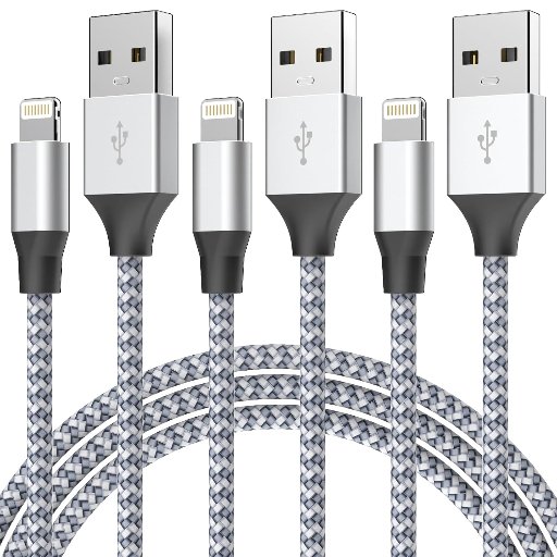 3 Pack of 6' Apple MFi Certified Lightning Cables