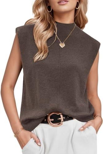 Arach&Cloz Women's Wool Blended Mock Neck Vest