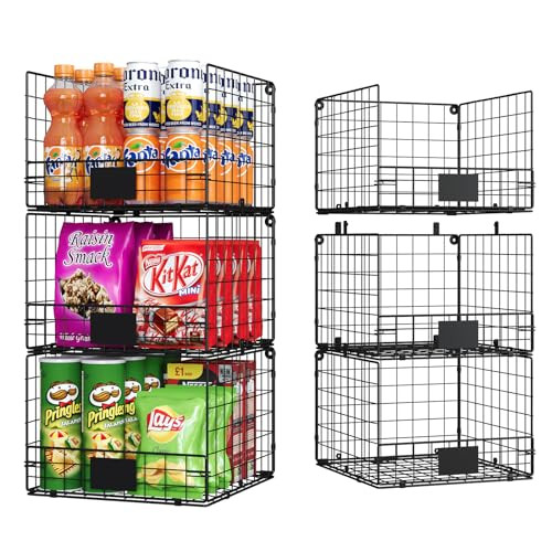 Stackable Wire Baskets for Pantry Organizer and Storage