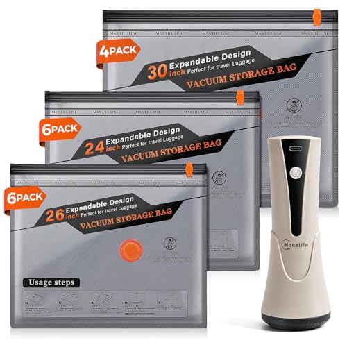 Monalife Vacuum Seal Bags for Clothing Travel with Electric Pump, 16 Pack Deal