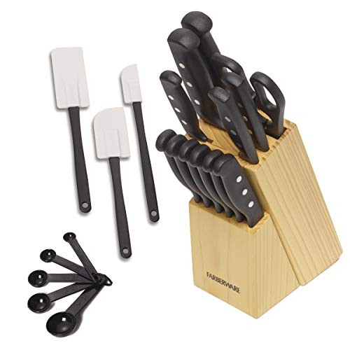 Farberware 22 PC Never Needs Sharpening Knife Block and Kitchen Tool Set