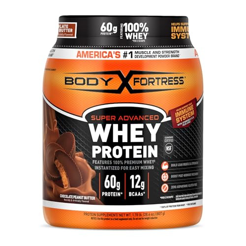 Body Fortress 100% Whey Premium Chocolate Peanut Butter Protein Powder, 1.78 Lbs.