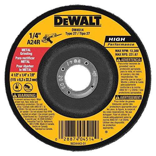 DeWALT 1/4" Thick Grinding Wheel (4.5" Diameter, 7/8" Arbor)