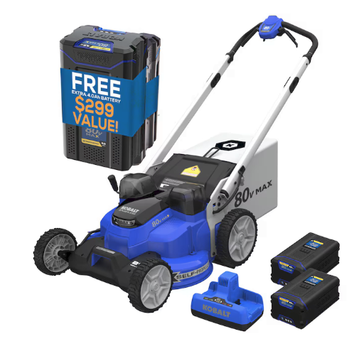 Kobalt Dual Port 80V, 25" Self-Propelled Battery Lawn Mower