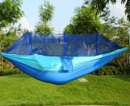 Camping Hammock with Mosquito Net, Hanging Straps, and Carabiners