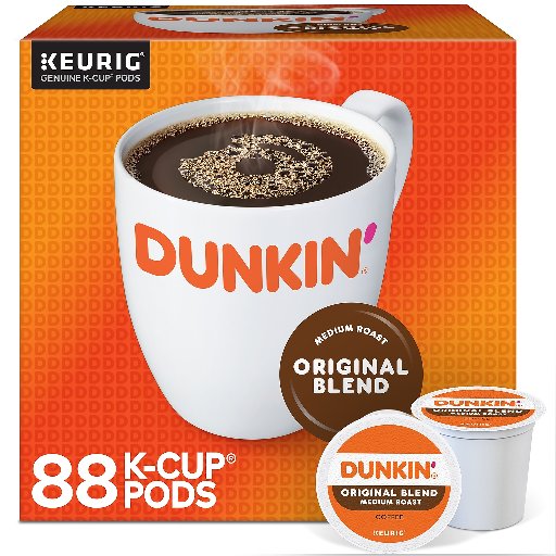 Dunkin' Original Blend Coffee, Keurig K-Cup Pods, 88-Pack