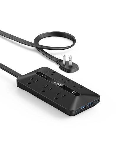 Anker Power Strip with 6 AC, 2 USB A & 2 USB C Ports for 20W, 5ft Cord Deal