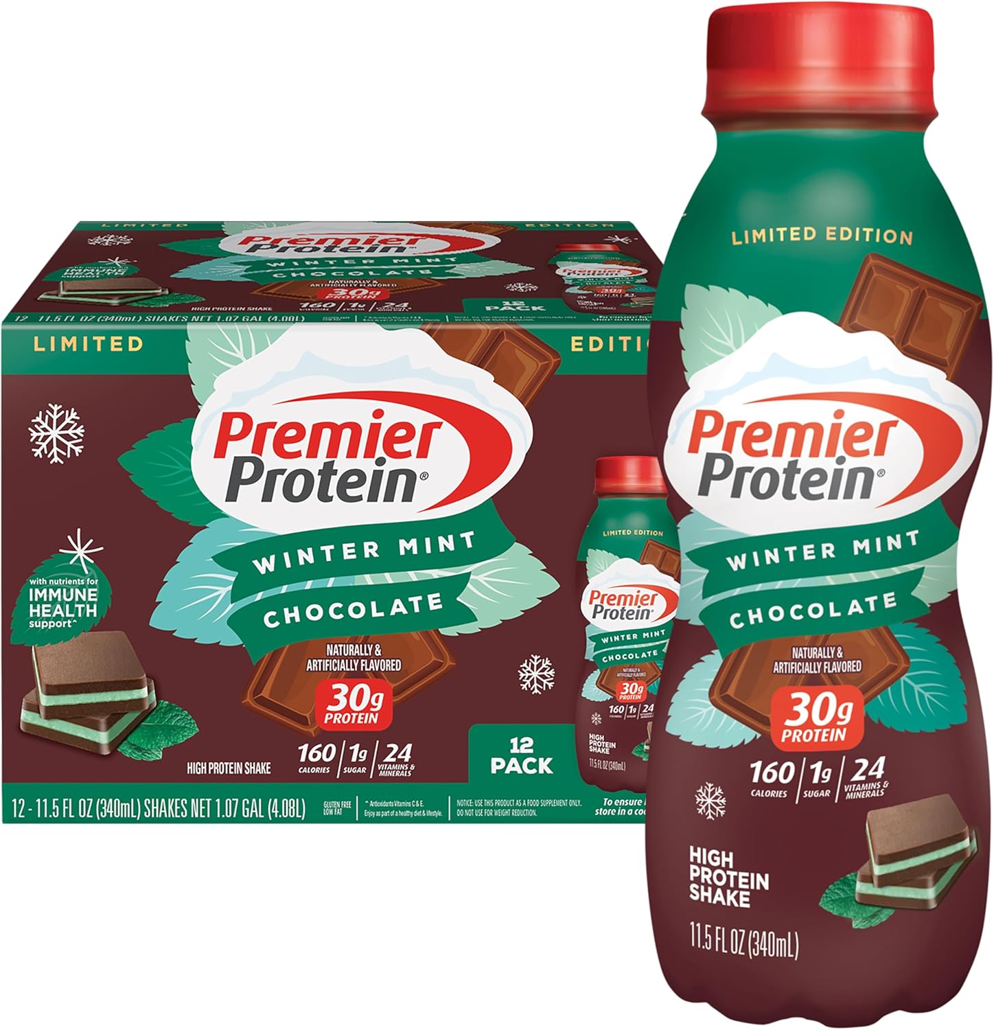 Premier Protein Shake Winter Mint Chocolate 12-Pack