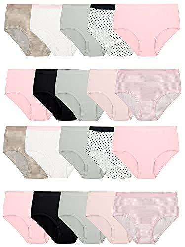 Fruit of the Loom Girls' Cotton Underwear, 20-Pack
