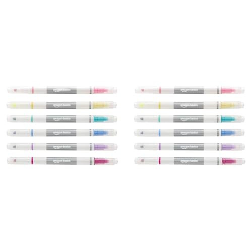12-Pack Amazon Basics Erasable Dual Tip Highlighters