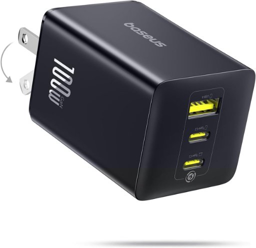 Baseus 100W 3-Port USB-C GaN Wall Charger Block + 2-Pack 45W USB-C Charger Block