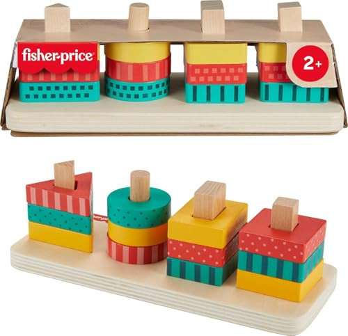 Fisher-Price Wood Toddler Toy Shape Stacker