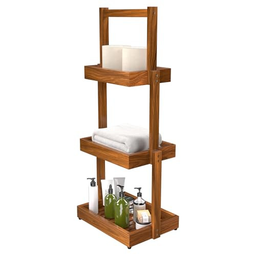 Teak Shower Shelf Bathroom Organizer