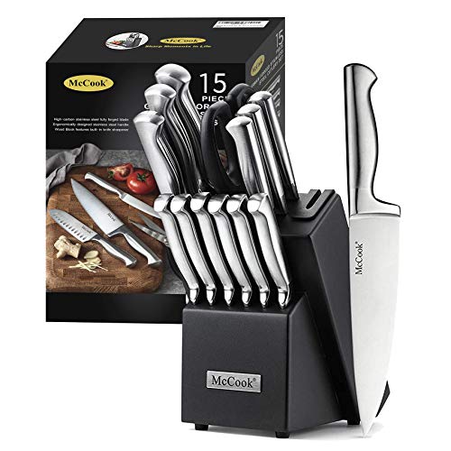 McCook Stainless Steel Kitchen Knife Block Sets with Built-in Sharpener