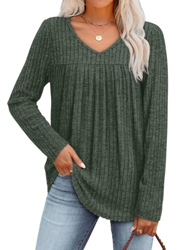 WIHOLL Long Sleeve V Neck Lightweight Sweaters  