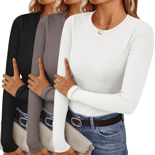 Ekouaer Women's Long Sleeve Shirts 3 Pack