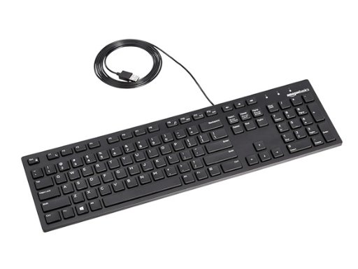 10-Pack Amazon Basics Matte Black Wired Keyboard