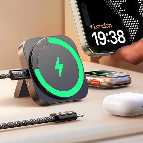 LISEN MagSafe Charger Stand for iPhone, Apple Watch & AirPods