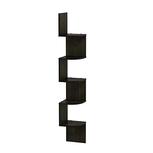 5-Tier Furinno Rossi Floating Corner Shelf (Espresso)