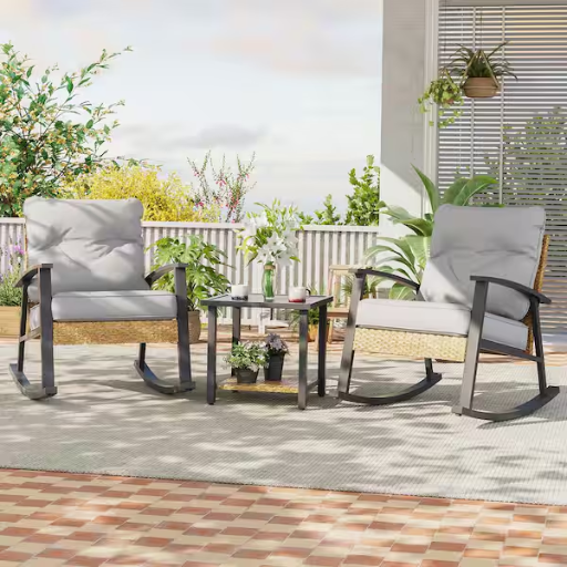 Joyesery 3 Piece Patio Rocking Bistro Set