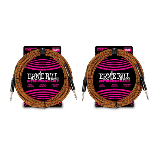 Ernie Ball 10' Braided Instrument Cable 2-Pack