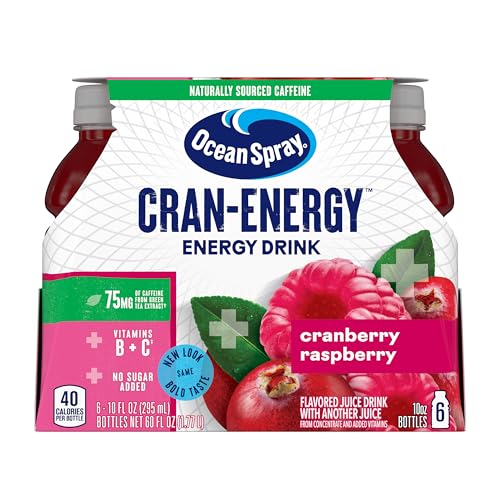 Ocean Spray Cran-Energy Cranberry Raspberry Juice Drinks 10 Fl Oz Bottles 6 Count