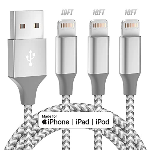 3 Pack of 10' Apple MFi Certified  USB Lightning Cables