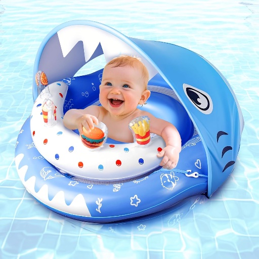Baby Pool Float with Canopy Sun Protection