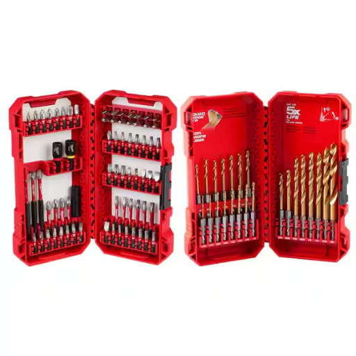 93pc Milwaukee Shockwave Impact Duty Alloy Steel Screw Driver Bit Set & Titanium Drill Bit Set