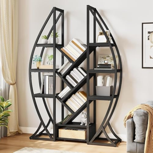 YITAHOME 69.9" 5-Tier Oval Bookshelf