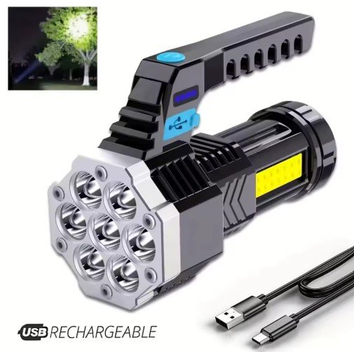 7LED High-Power Flashlight with USB Charging COB Side Light