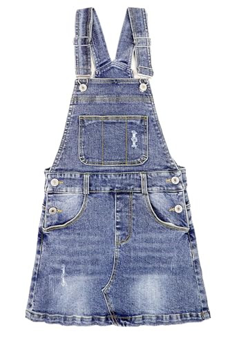 Little Girls Ripped Denim Overall Shorts