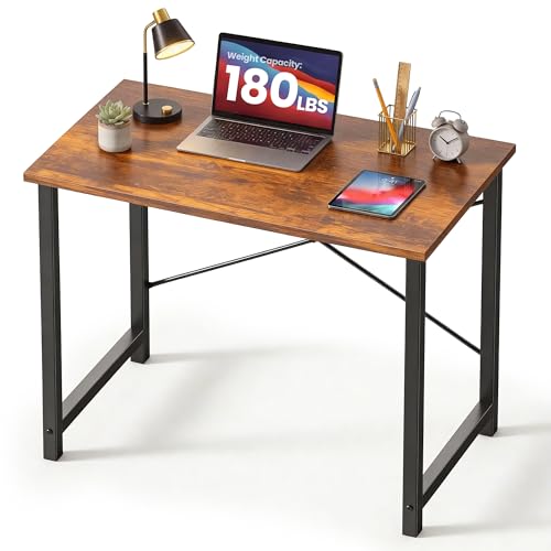 32" DUMOS Modern Writing Desk w/ X-Shaped Reinforcement (Rustic Brown) Deal