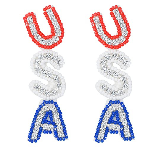 4th of July Beaded Earrings