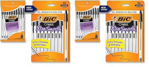BIC Cristal Xtra Smooth Ballpoint Pen, 2 pack of 10 pens