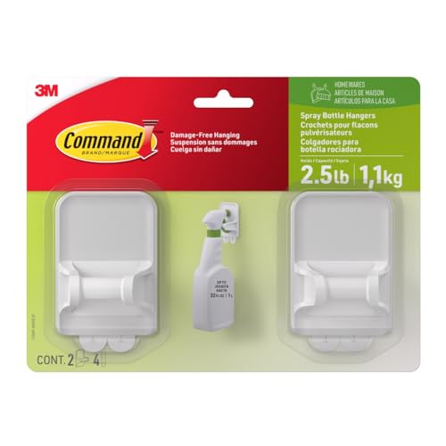 Command Spray Bottle Hangers, 2 Hangers with 4 Strips